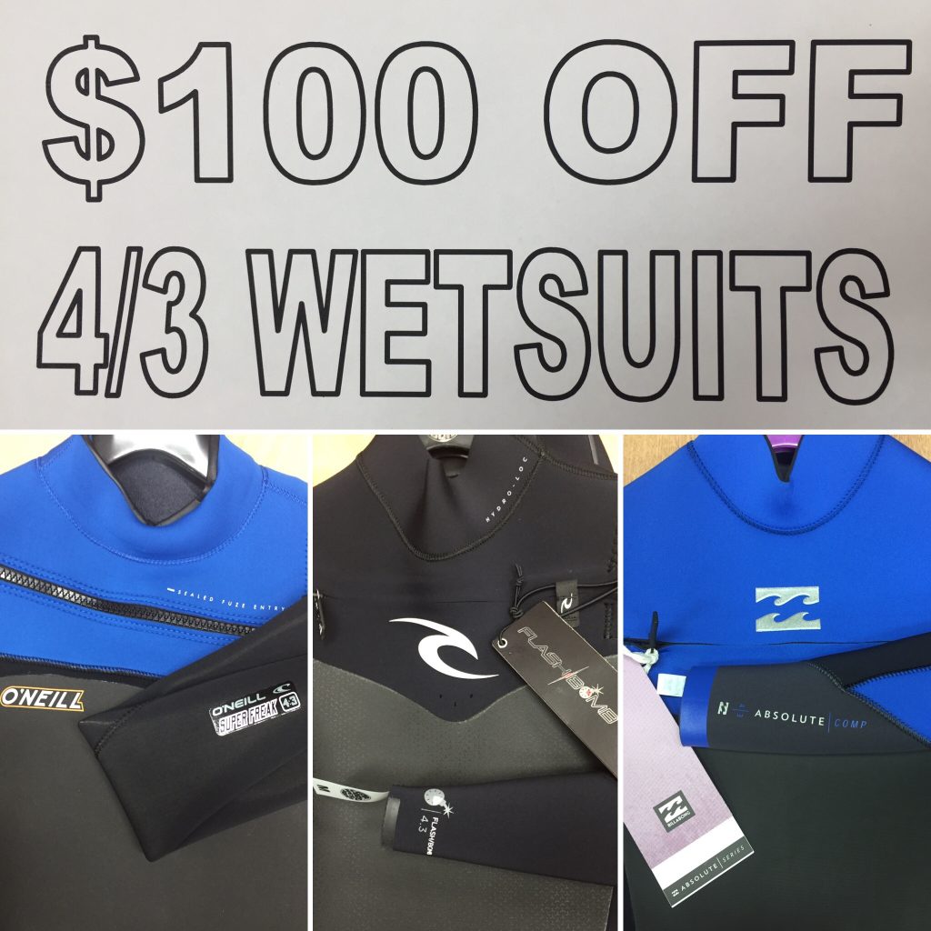 $100 off 4.3 wetsuits